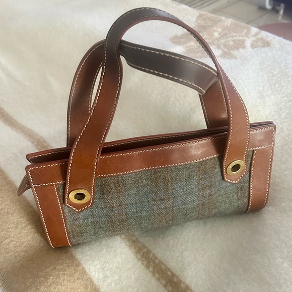 Loro Piana Handbags - Rare Loro Piana Brown & Plaid Blue Leather Handbag